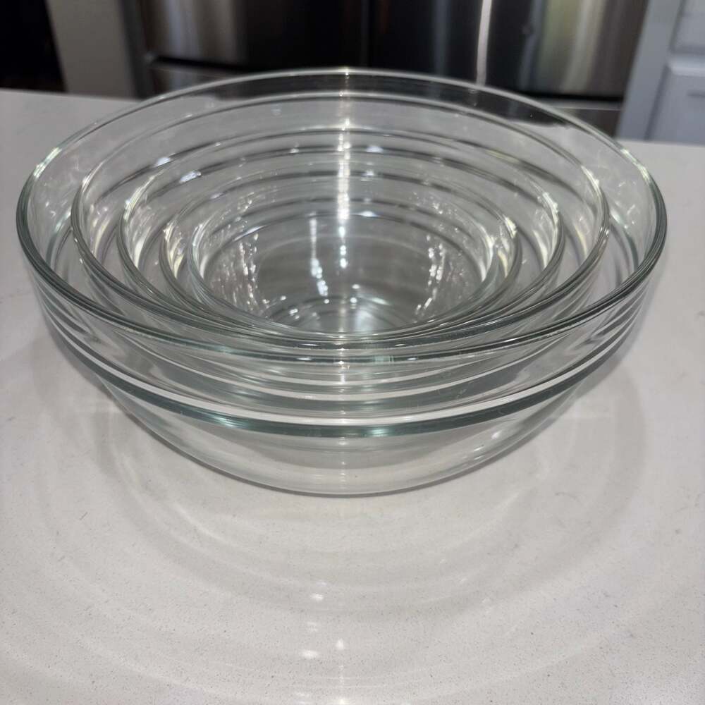 Arcoroc France Clear Stackable Glass Nesting Mixing Prep Bowls (5)